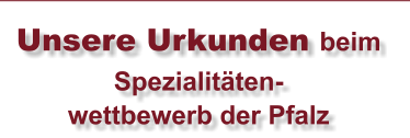 Unsere Urkunden beim Spezialitäten- wettbewerb der Pfalz